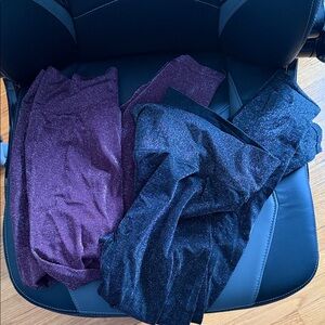 PINK Victoria's Secret Glittery Black and Dark Purple Leggings, set of 2